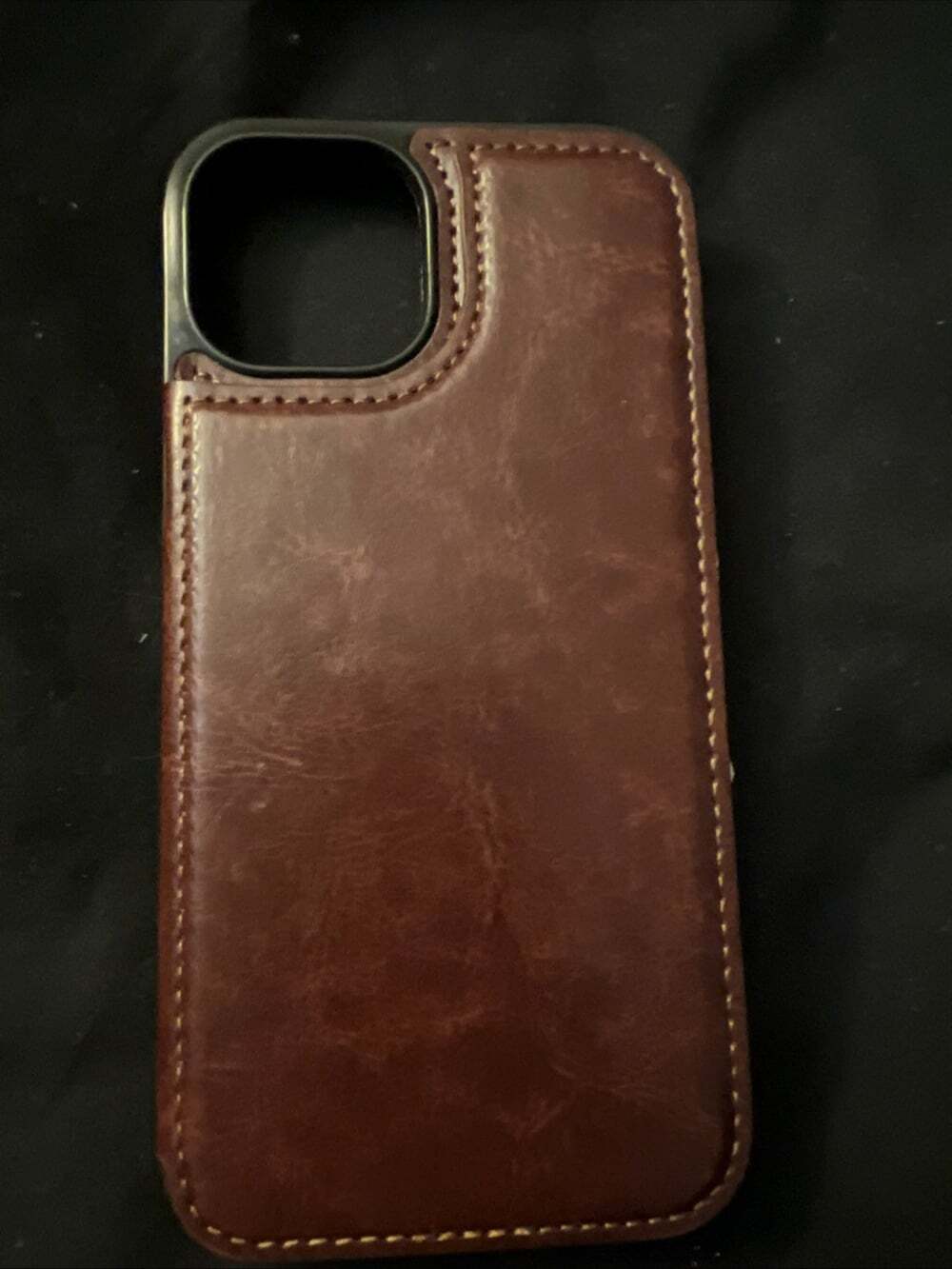 iPhone 15 Case Leather Wallet Case Card Holder W/ Magnetic Closure Brown Stylish